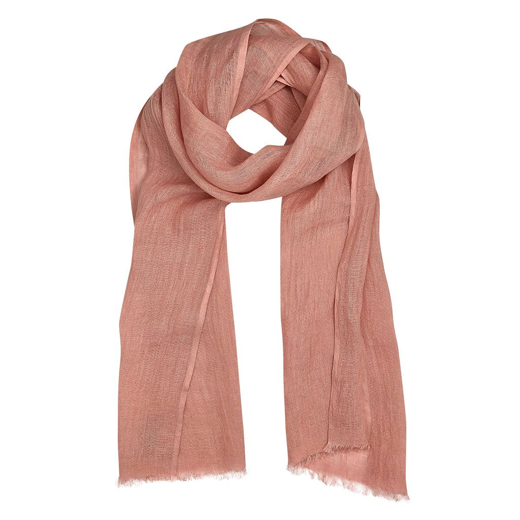 Gauze Linen Scarf Handwoven Airy Lightweight Raw Eyelash Fringe 5 Colors