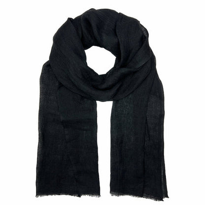 Gauze Linen Scarf Handwoven Airy Lightweight Raw Eyelash Fringe 5 Colors