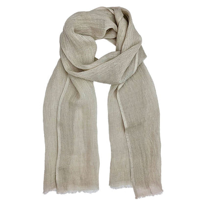 Gauze Linen Scarf Handwoven Airy Lightweight Raw Eyelash Fringe 5 Colors