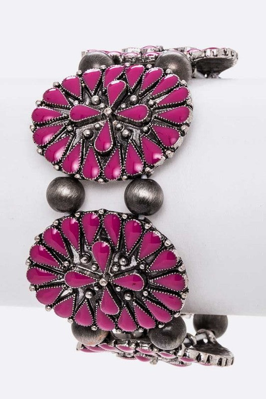 Genuine Pink Turquoise Western Statement Bracelet Boho