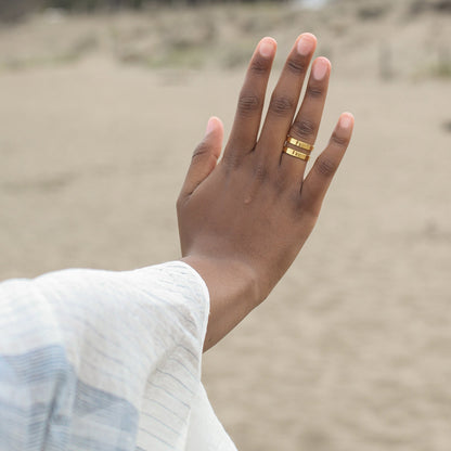 Geo Stripe Bombshell Ring Recycled Bullet Minimalist Handmade 3 Sizes