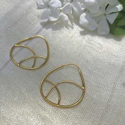Geometric 24K Gold Plated Hoop Earrings 3cm Sterling Silver Plated Handmade