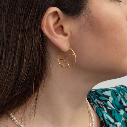 Geometric 24K Gold Plated Hoop Earrings 3cm Sterling Silver Plated Handmade