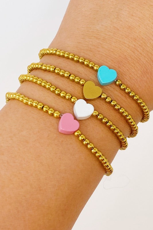 Gold Beaded Heart Bracelet Delicate Minimalist Gift