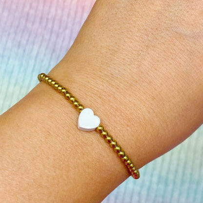 Gold Beaded Heart Bracelet Delicate Minimalist Gift