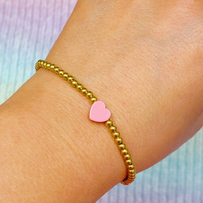 Gold Beaded Heart Bracelet Delicate Minimalist Gift