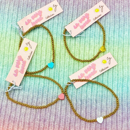 Gold Beaded Heart Bracelet Delicate Minimalist Gift