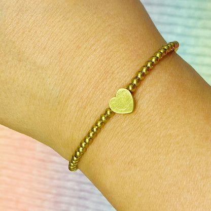 Gold Beaded Heart Bracelet Delicate Minimalist Gift