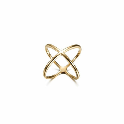 Gold Crisscross Band Ring Women Minimalist Stackable