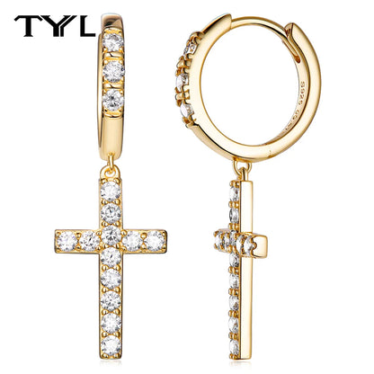 Moissanite VVS1 Drop Earrings 18K Gold Plated 925 Sterling Round Pear Square