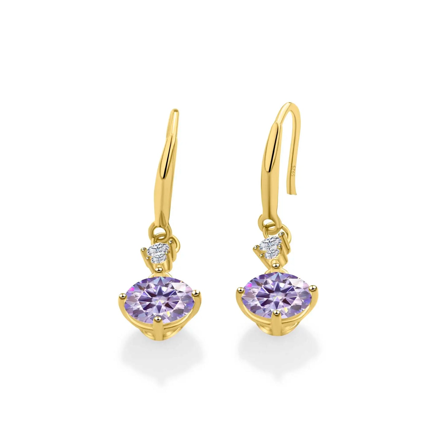 Moissanite Earrings 925 Sterling Silver White Gold Plated Hypoallergenic Studs