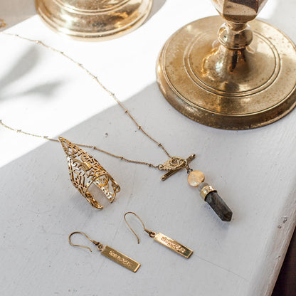 Peace Bar Earrings Recycled Brass Bombshell Handcast Cambodia Artisan Gift