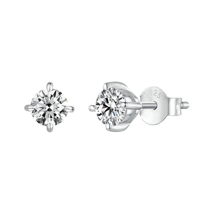 Gold Plated Moissanite Stud Earrings 925 Sterling Silver Engagement Bridal Gift