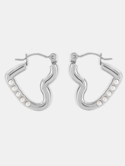 Gold Plated Stainless Steel Heart Hoop Earrings For Women