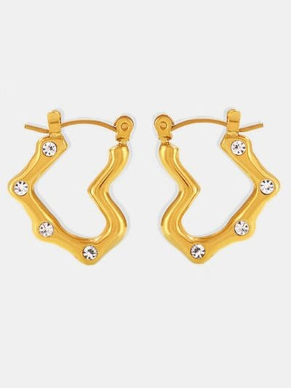 Gold Plated Stainless Steel Heart Hoop Earrings For Women