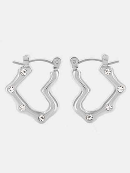 Gold Plated Stainless Steel Heart Hoop Earrings For Women