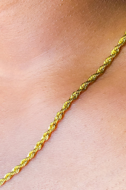 Gold Rope Chain Necklace 24 Inch Unisex Classic Everyday