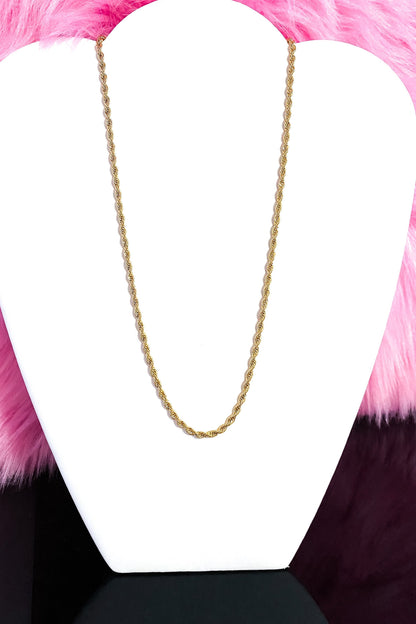Gold Rope Chain Necklace 24 Inch Unisex Classic Everyday