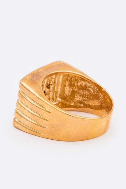 Gold Tone Square Crystal Fashion Ring With Accent Stones