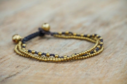 Golden Triple Strand Boho Brass Bracelet Adjustable