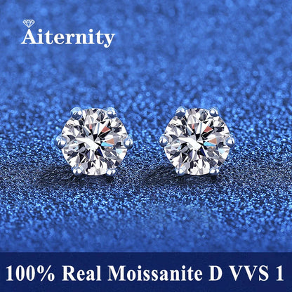 GRA Certified 100% Moissanite Earrings 925 Sterling Silver Studs For Women