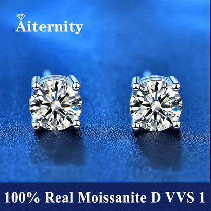 GRA Certified 100% Moissanite Earrings 925 Sterling Silver Studs For Women