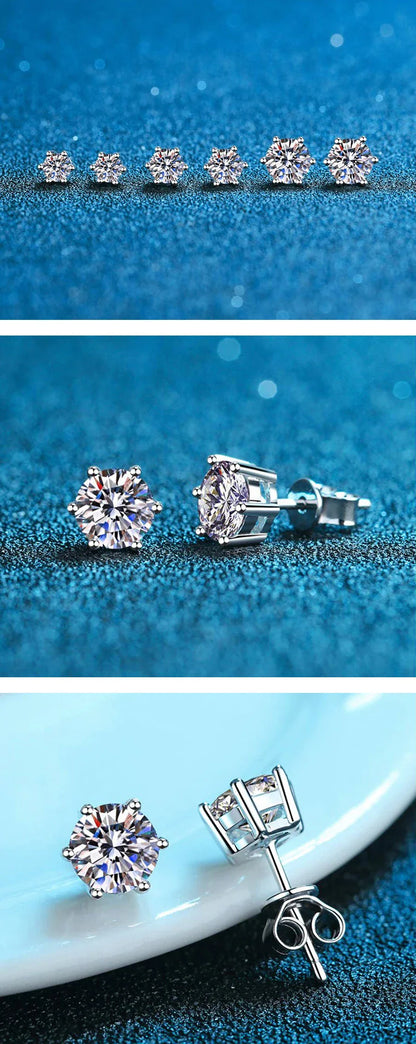 GRA Certified 100% Moissanite Earrings 925 Sterling Silver Studs For Women