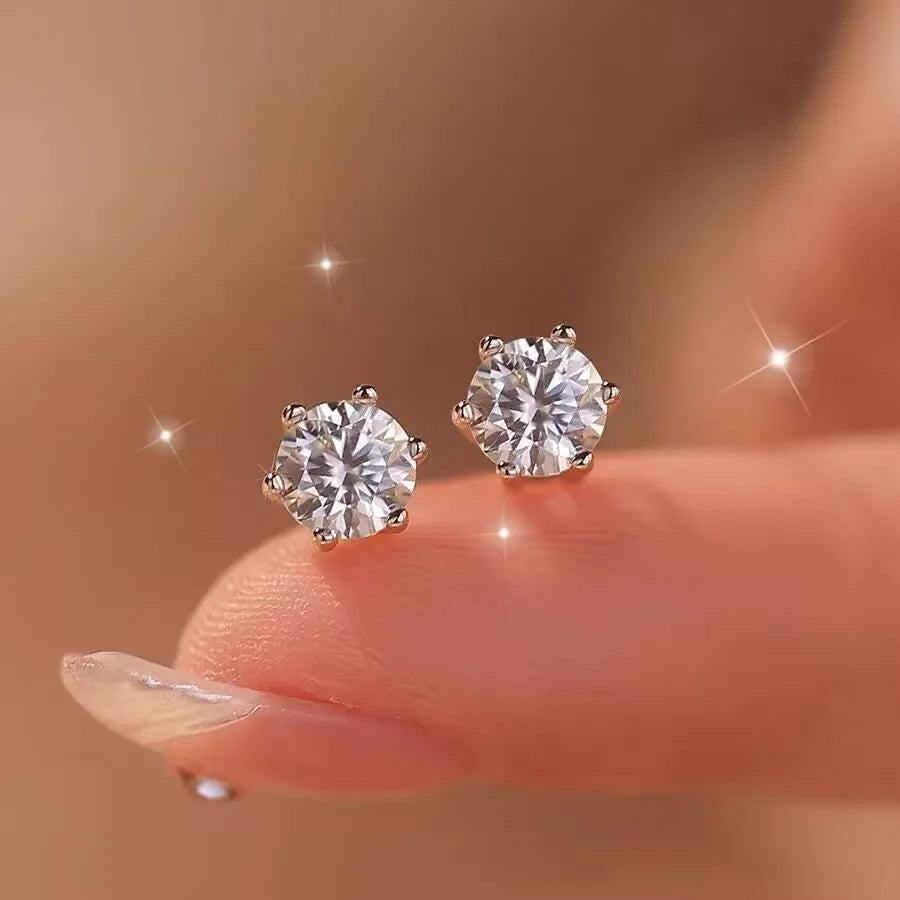 GRA Certified 100% Moissanite Earrings 925 Sterling Silver Studs For Women