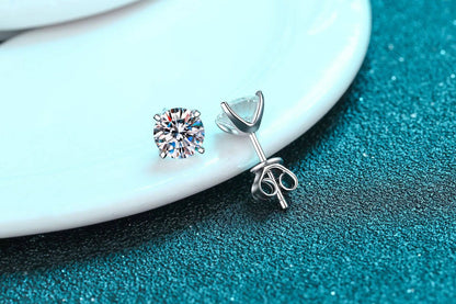 GRA GIA Certified Moissanite Stud Earrings 0.2-2CT VVS1 4-Claw Sterling S925