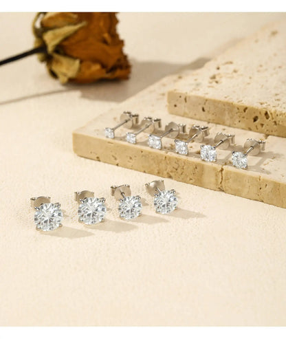 GRA GIA Certified Moissanite Stud Earrings 0.2-2CT VVS1 4-Claw Sterling S925