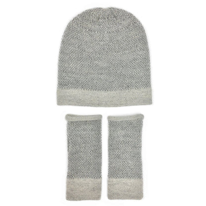 Gray Interwoven Alpaca Fingerless Gloves Long Wrist Warmers With Thumb Slit