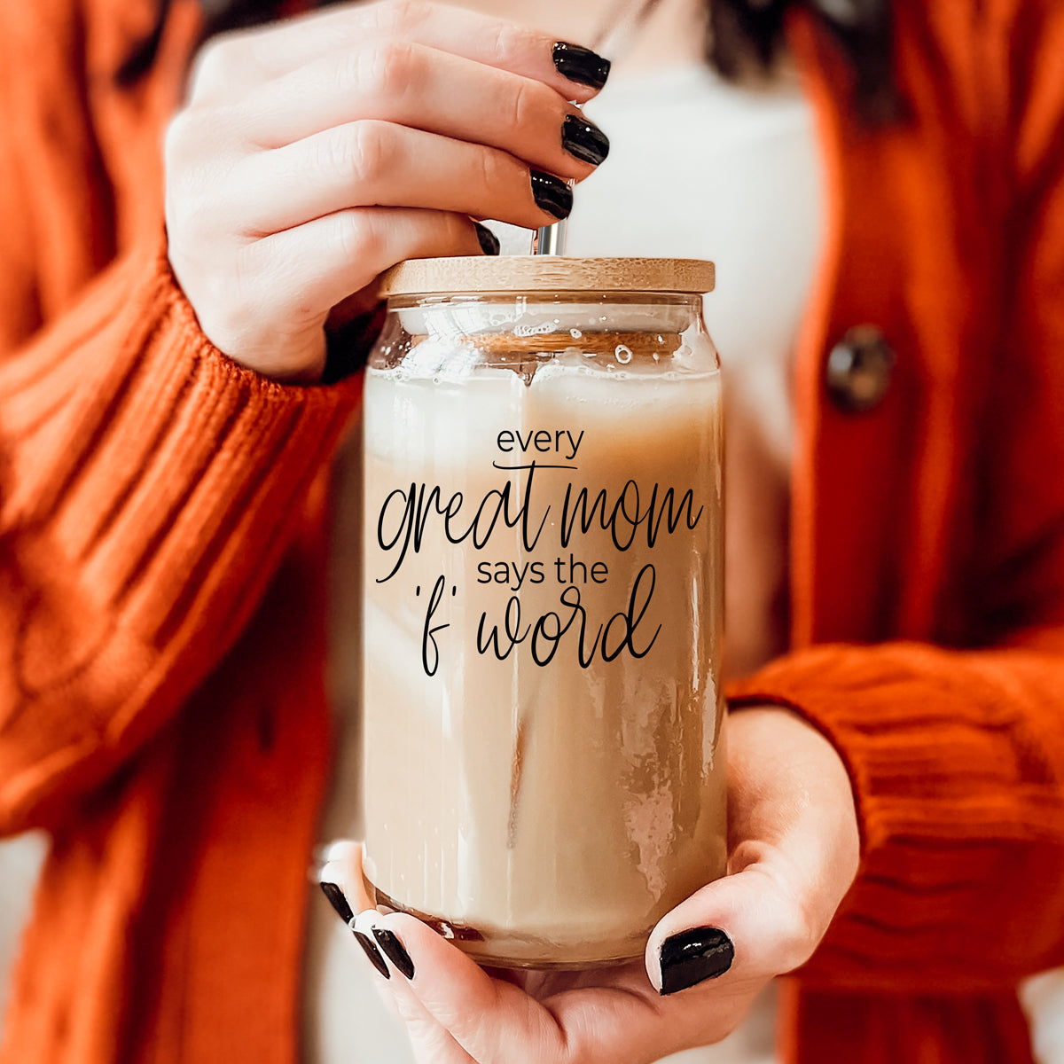 Every Great Mom 17oz Glass Tumbler With Bamboo Lid And Stainless Straws Gift For Mom