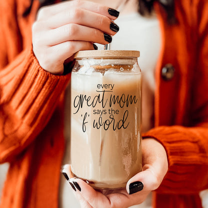 Every Great Mom 17oz Glass Tumbler With Bamboo Lid And Stainless Straws Gift For Mom