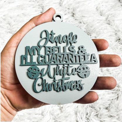 Handcrafted Wooden Christmas Ornaments Set Jingle Bells 12 Colors 3D