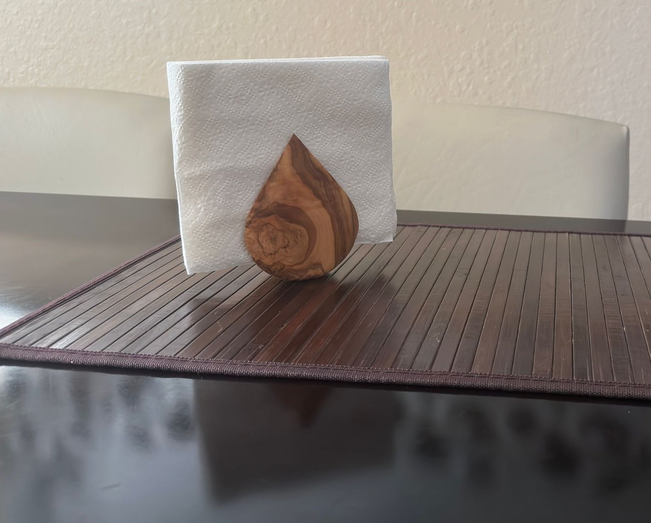 Olive Wood Napkin Holder Handcrafted Mediterranean Wooden Table Decor
