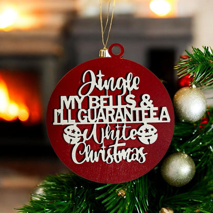 Handcrafted Wooden Christmas Ornaments Set Jingle Bells 12 Colors 3D