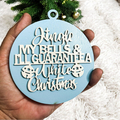 Handcrafted Wooden Christmas Ornaments Set Jingle Bells 12 Colors 3D