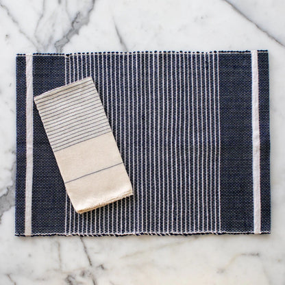 Handloom Ethiopian Striped Placemats Set Artisan Woven Cotton Dining Mats