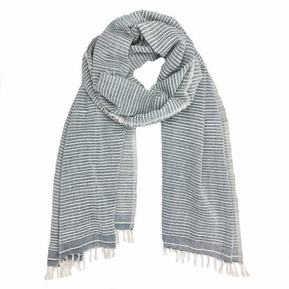 Handwoven Ethiopian Cotton Stripe Wrap Scarf Oversized