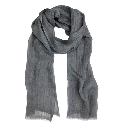 Gauze Linen Scarf Handwoven Airy Lightweight Raw Eyelash Fringe 5 Colors