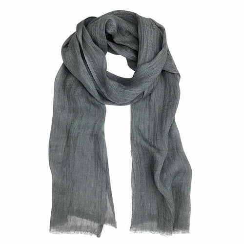 Gauze Linen Scarf Handwoven Airy Lightweight Raw Eyelash Fringe 5 Colors