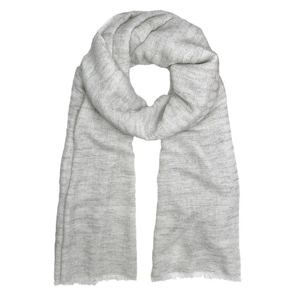 Handwoven Wool Scarf Marled Dot Gray Eyelash Fringe All-Season Soft