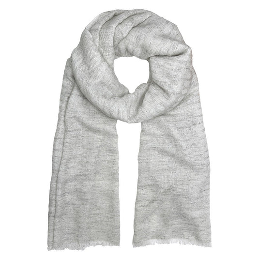 Handwoven Wool Scarf Marled Dot Gray Eyelash Fringe All-Season Soft