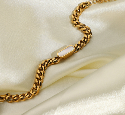 Hayden White Inlay Gold Chain Bracelet For Women Adjustable