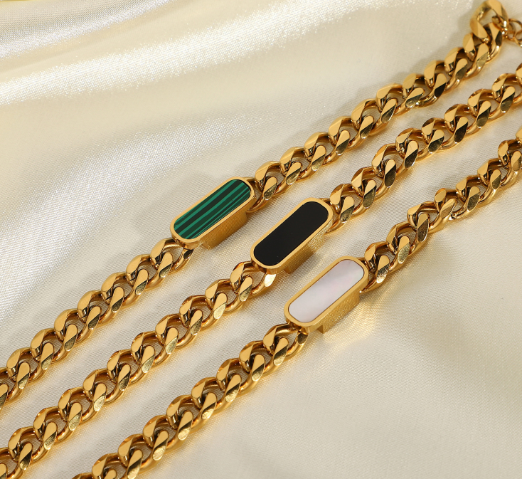 Hayden White Inlay Gold Chain Bracelet For Women Adjustable