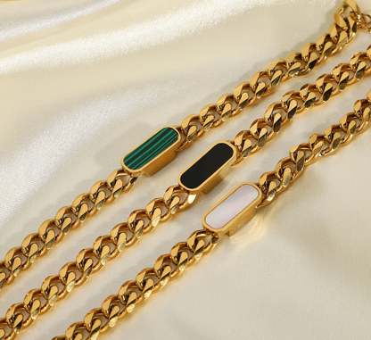 Hayden White Inlay Gold Chain Bracelet For Women Adjustable