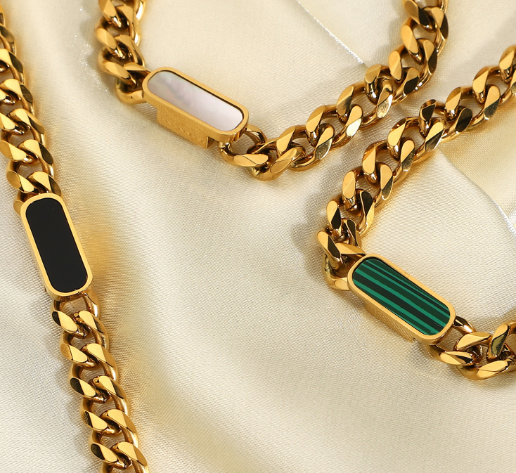 Hayden White Inlay Gold Chain Bracelet For Women Adjustable