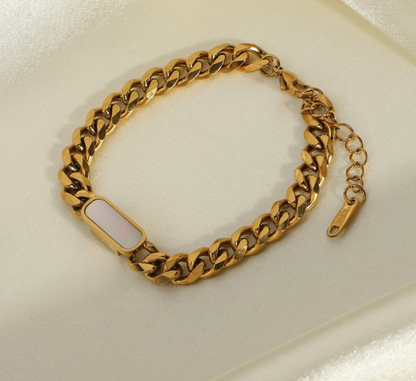 Hayden White Inlay Gold Chain Bracelet For Women Adjustable