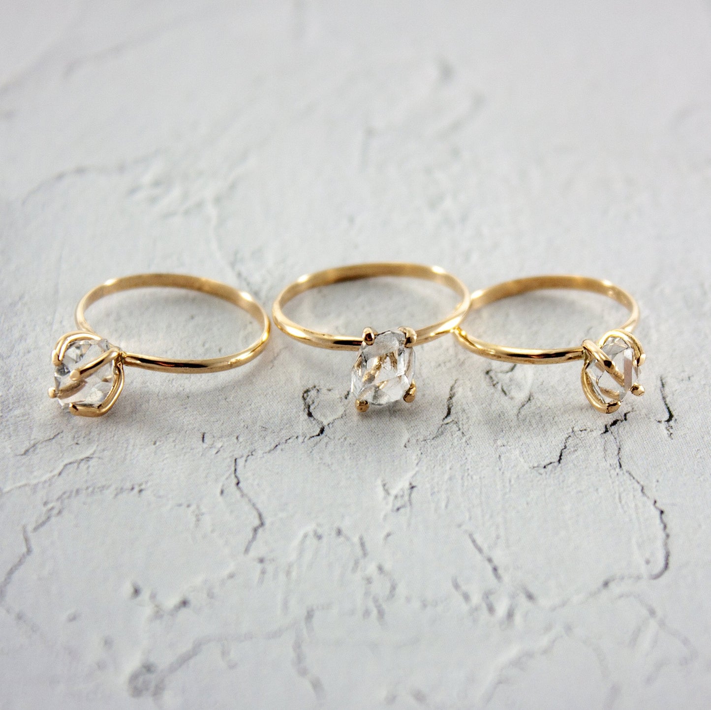 Herkimer Diamond 14K Gold Filled Solitaire Ring Minimalist