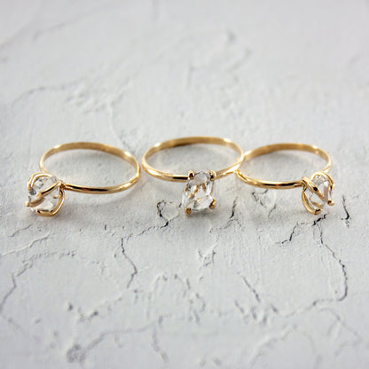 Herkimer Diamond 14K Gold Filled Solitaire Ring Minimalist